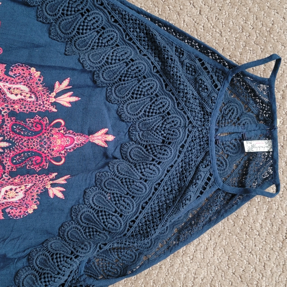FREE PEOPLE Shea Printed Paisley Hivh Neck Slip Dress, Size XS - Picture 8 of 14